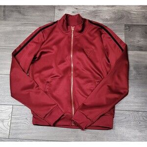 Women's Guess Los Angeles Track Jacket Burgundy/Red With Black Stripe Size M